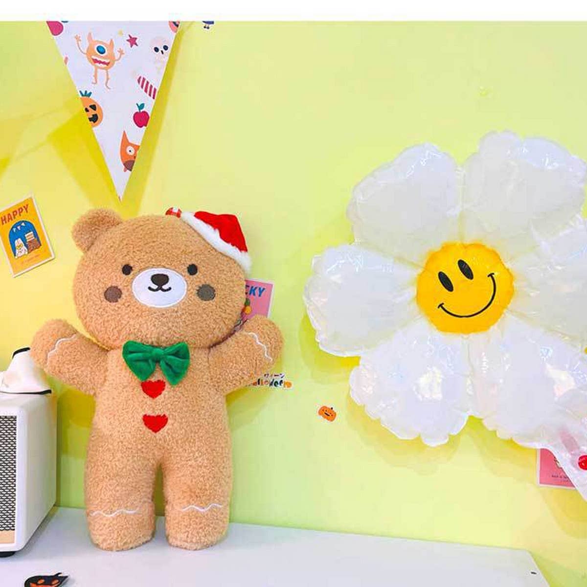 CUTE BEAR DOLL PILLOW WITH SANTA HAT
