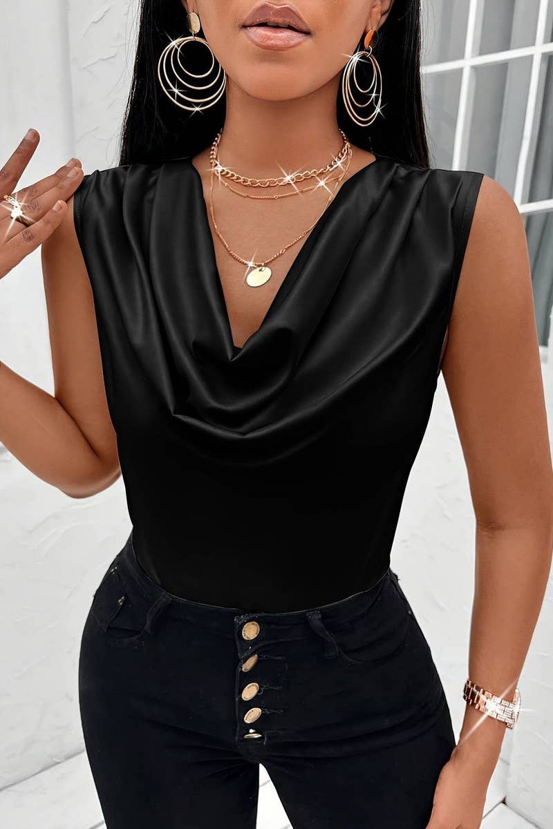 CWTTSL0335_SUMMER SEXY COLLAR COMMUTER SLEEVELESS T-SHIRT