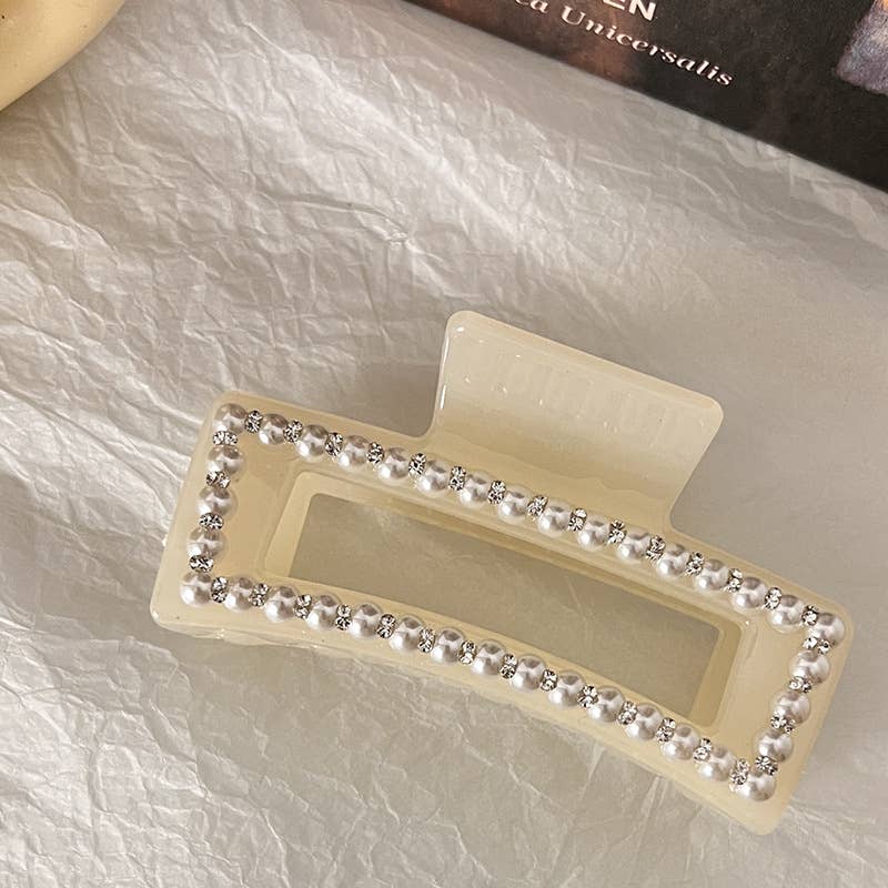 Pearl Geometric Hair Claw ??French Style Clip_CWAHA0618