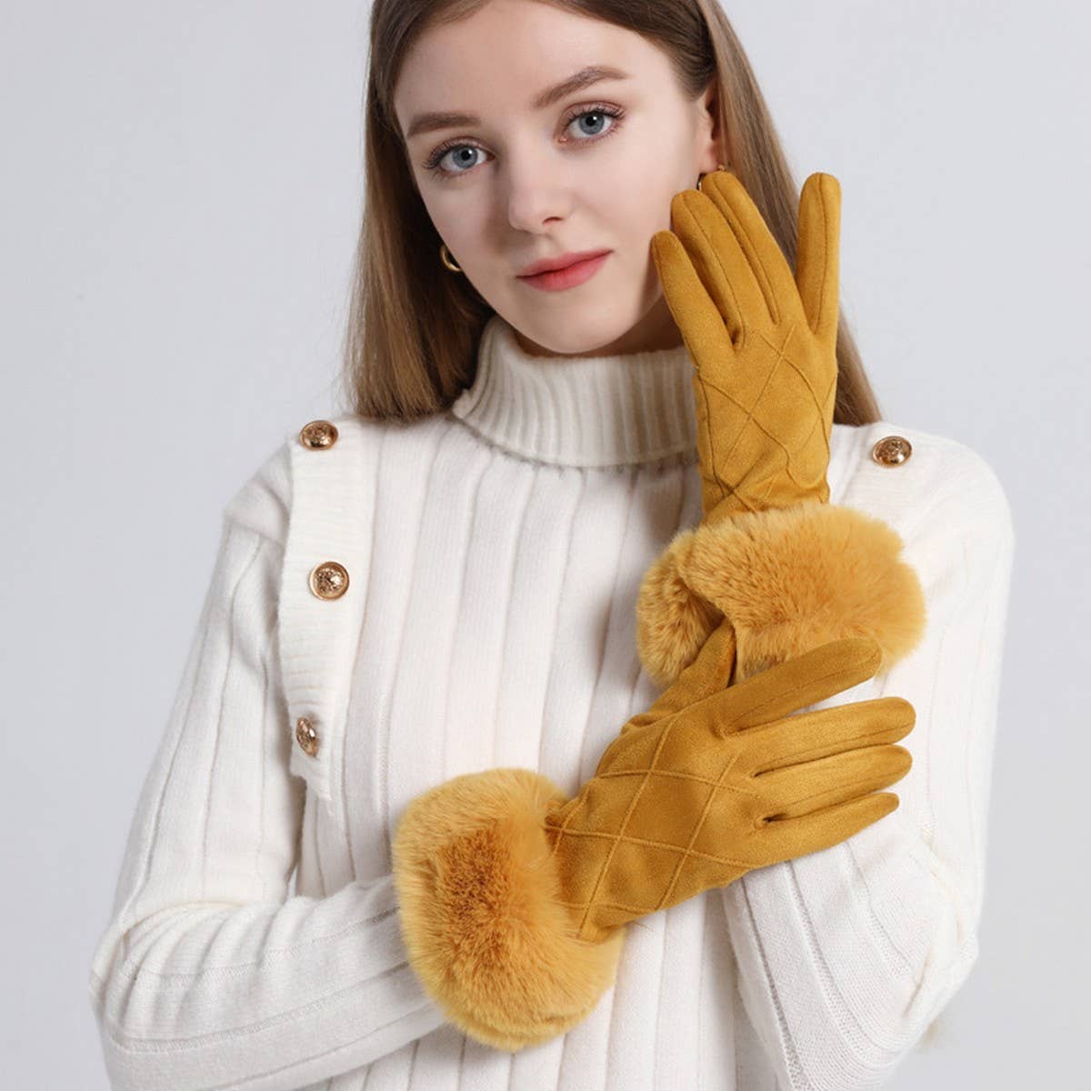 FASHIONABLE PLAID TOUCH SCREEN ADULT GLOVES_CWAG0383