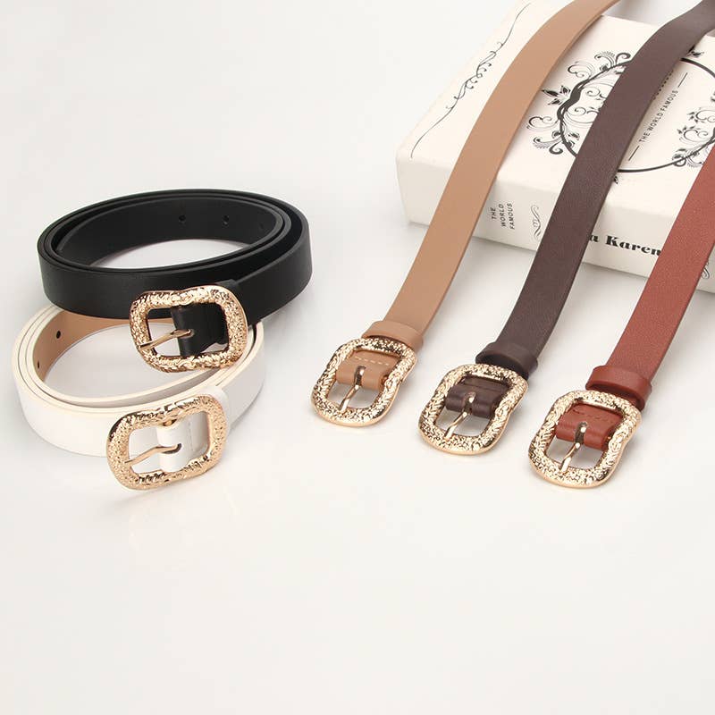 Carved metal buckle personalized fashionable belt