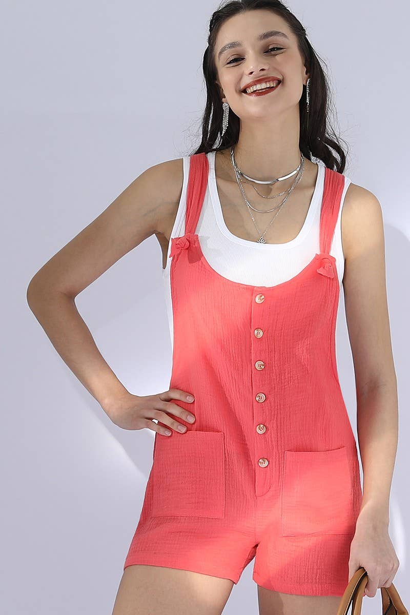 CWSJS225_SHOLUDER BOW TIE SHORT JUMPSUIT ROMPER