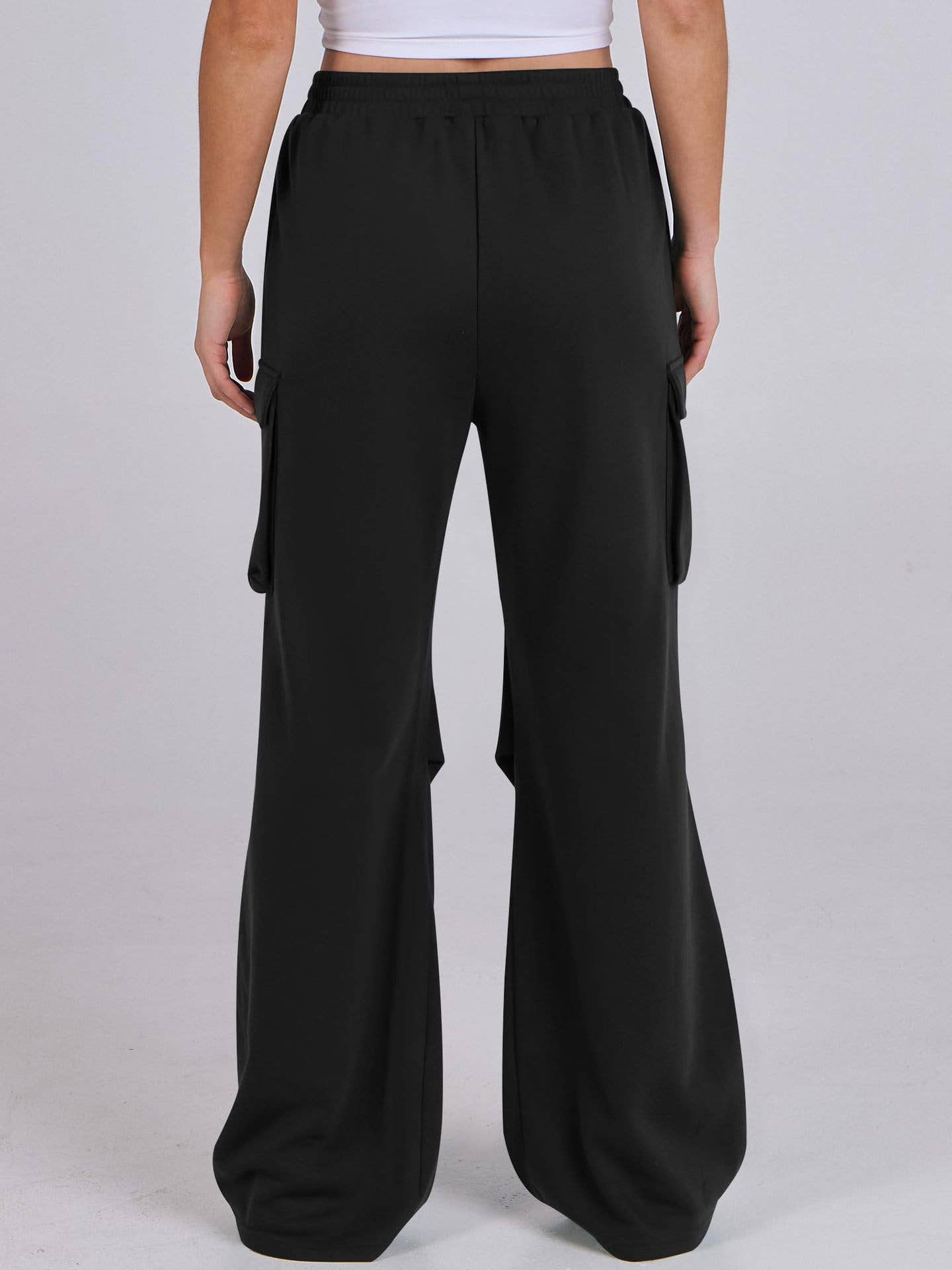 BAGGY STRAIGHT WIDE LEG ELASTIC WAIST OVERALLS