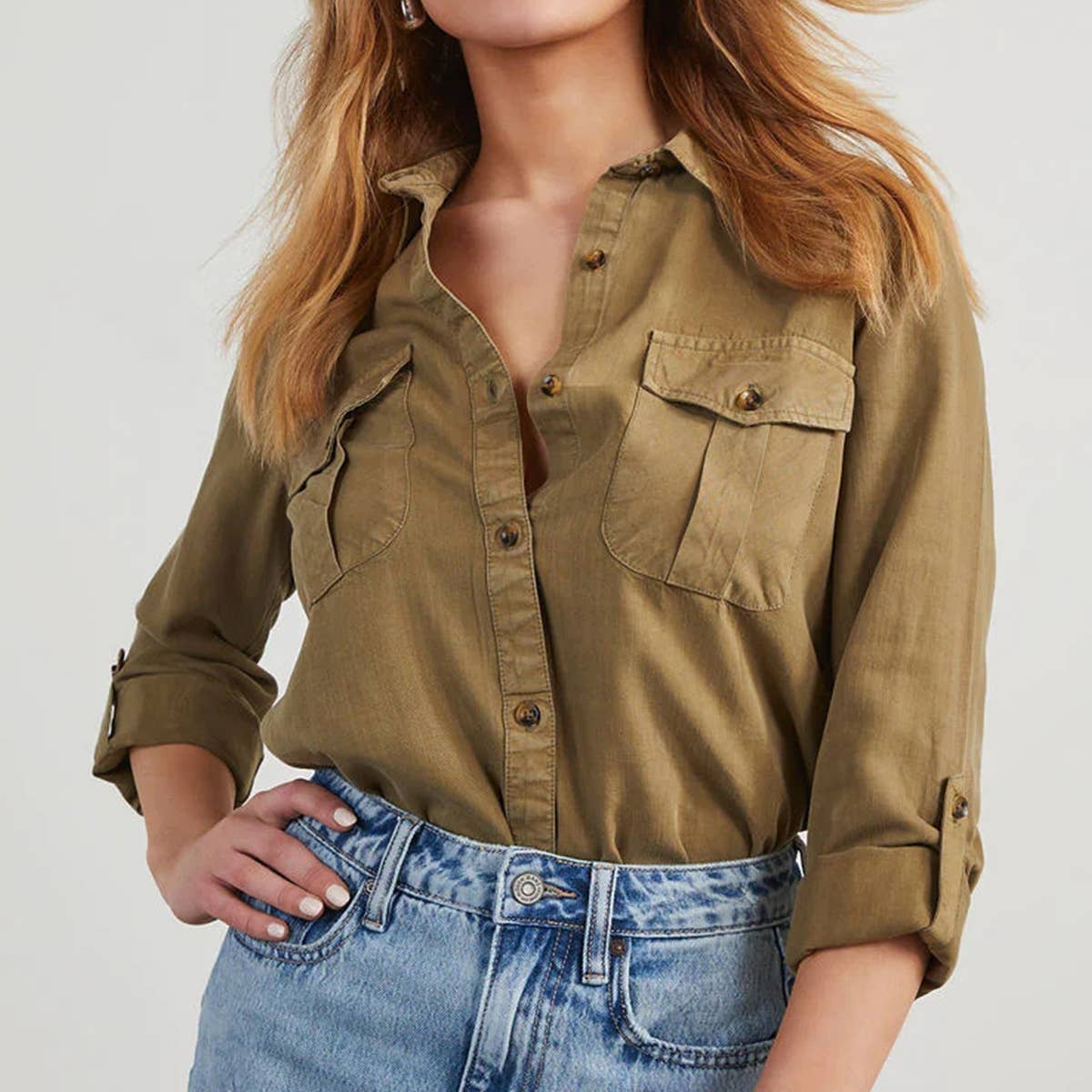 DENIM WASH WATER ELEGANT LONG SLEEVE SHIRT