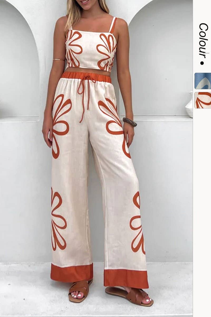 CWSTB1782_FLORAL CAMI TOP & WIDE LEG PANTS SET