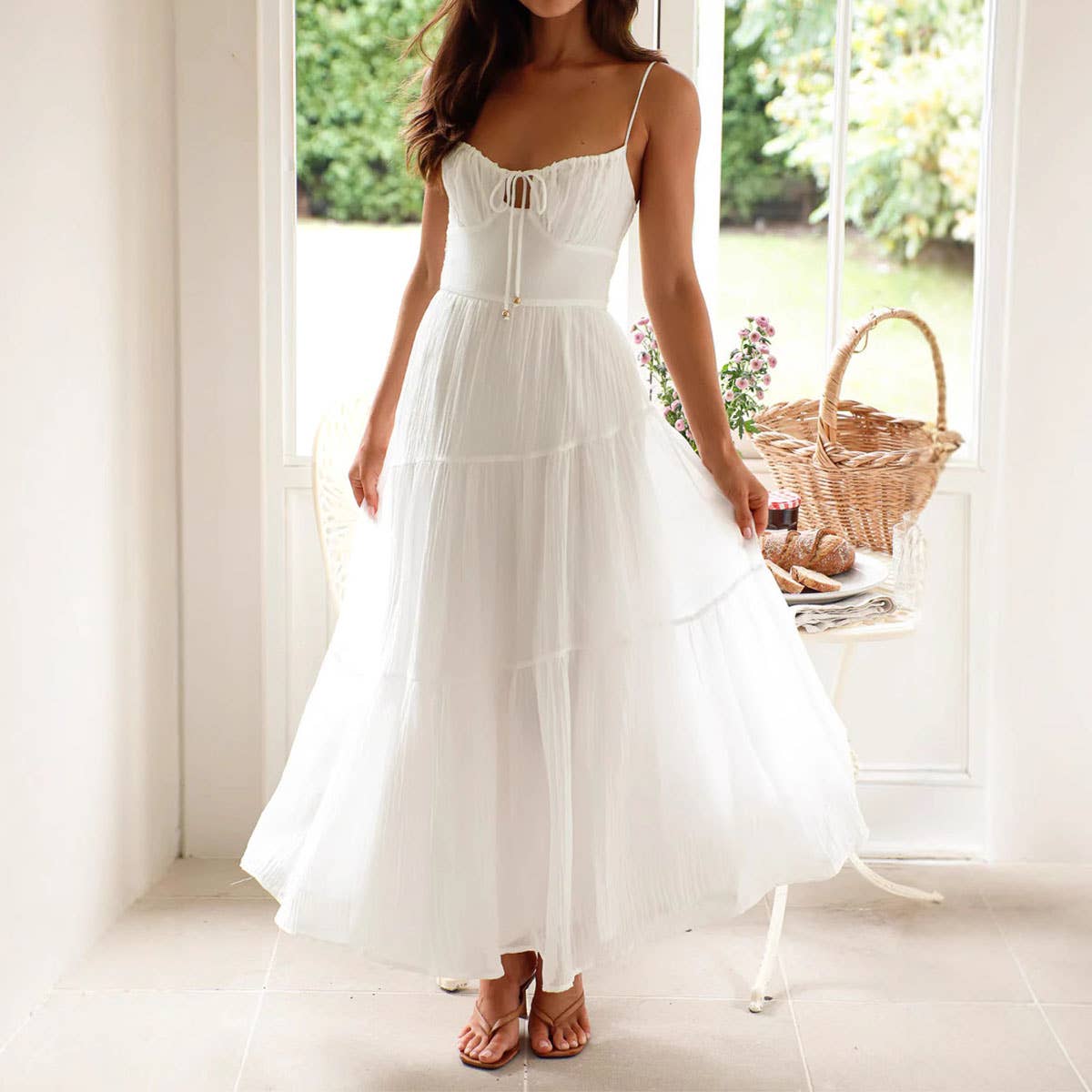 Chiffon sleeveless long halter dress large swing