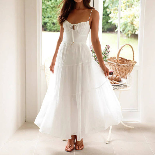 Chiffon sleeveless long halter dress large swing