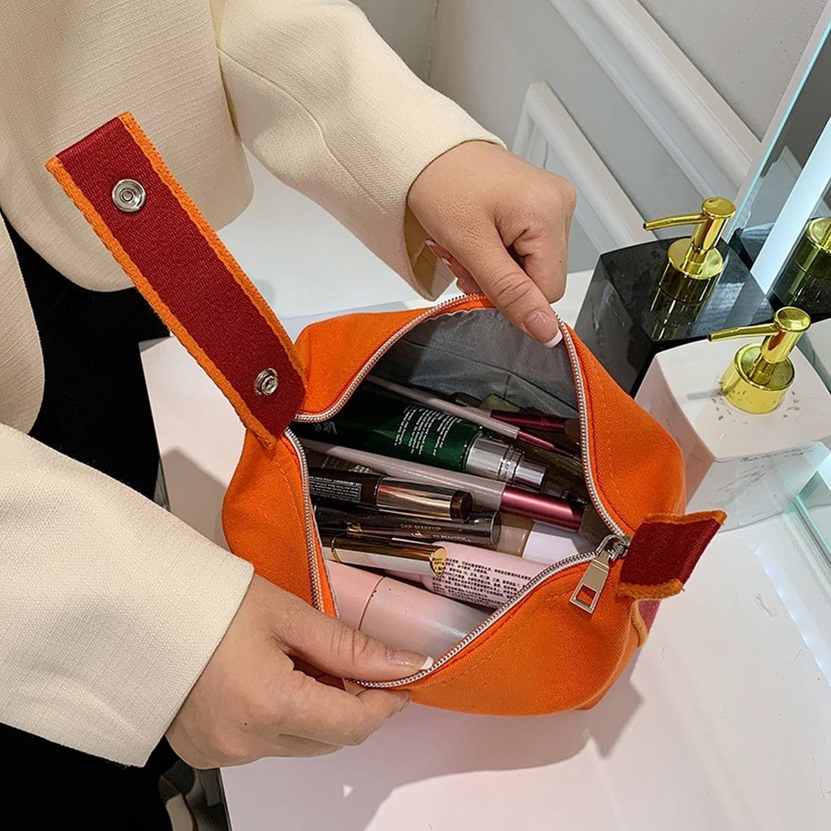 PORTABLE CANVAS BAG LARGE CAPACITY COSMETIC BAG_CWAB4367