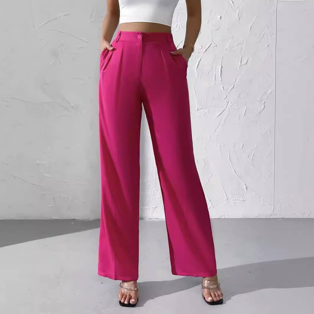 Elegant solid color dangling wide-leg suit pants