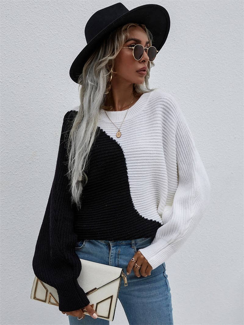 CWOSWL1402_Crew Neck Pullover Casual Sweater