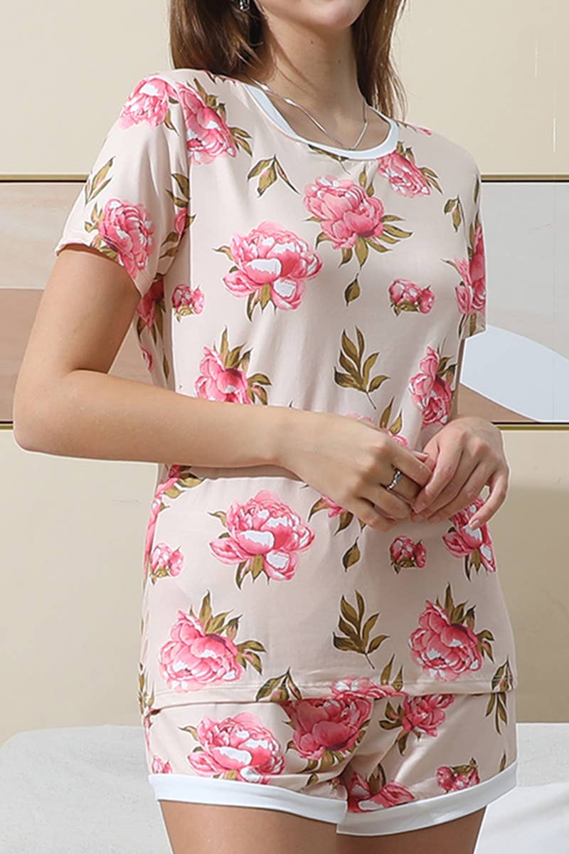 CWSPJ031-P_SHORT SLEEVE TOP WITH SHORTS PAJAMA SET