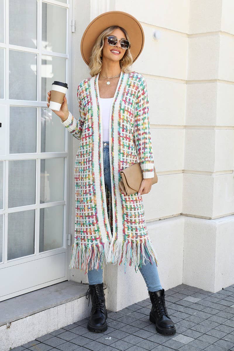 CWOCAL0933_FRINGED LONG COLORFUL CARDIGAN COAT