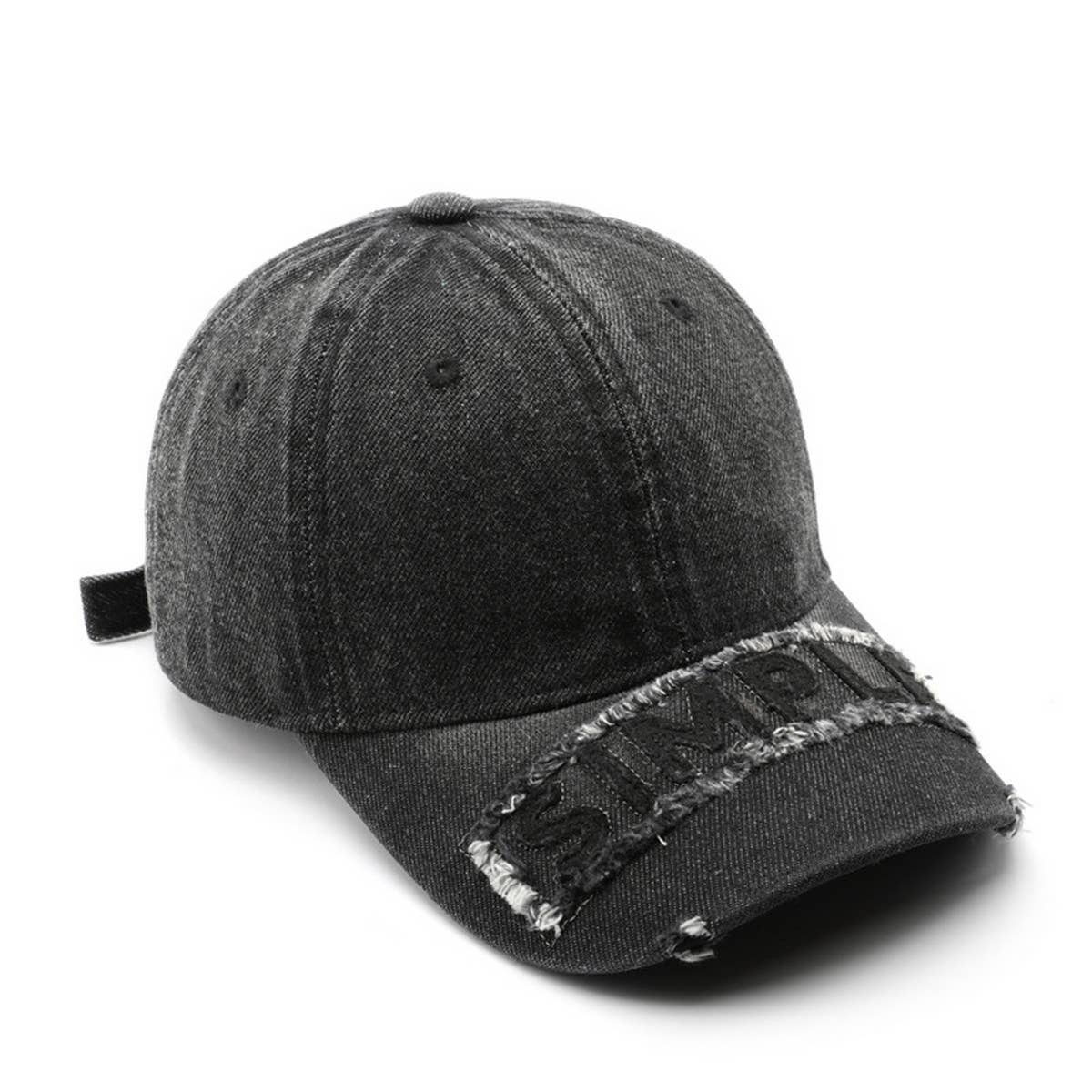 CWAH3212_VINTAGE DENIM RIPPED SUN VISOR BASEBALL CAP