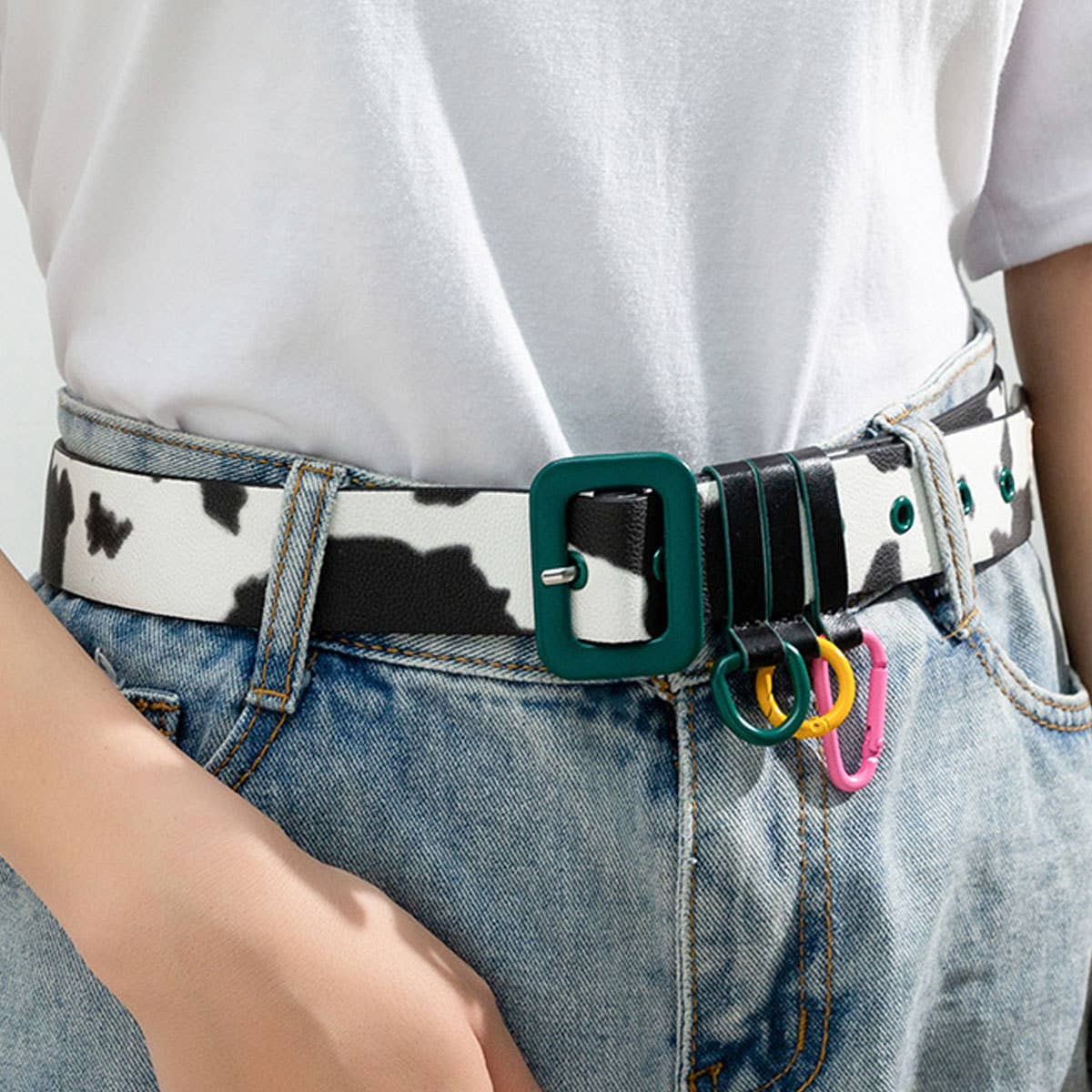 High-end and fun cow print belt