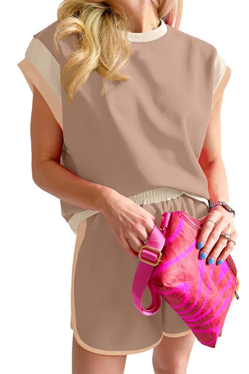 CWSS0638_CASUAL SLEEVELESS CREW NECK TOP SHORTS SUIT