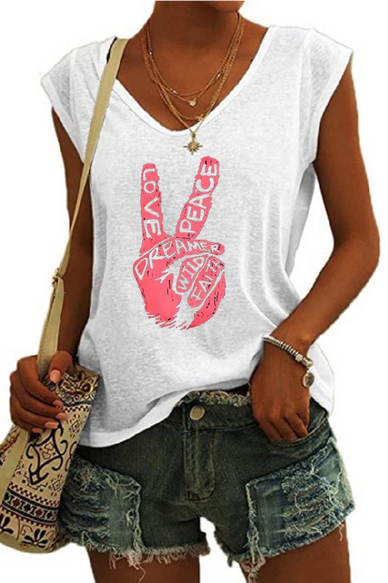 CWTTSL0408_SUMMER V-NECK CAP SLEEVE LOOSE T-SHIRT