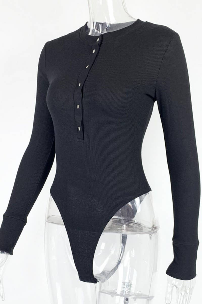 CWSJS1372_NEW SPRING SEXY RIBBED LONG SLEEVE BODYSUIT