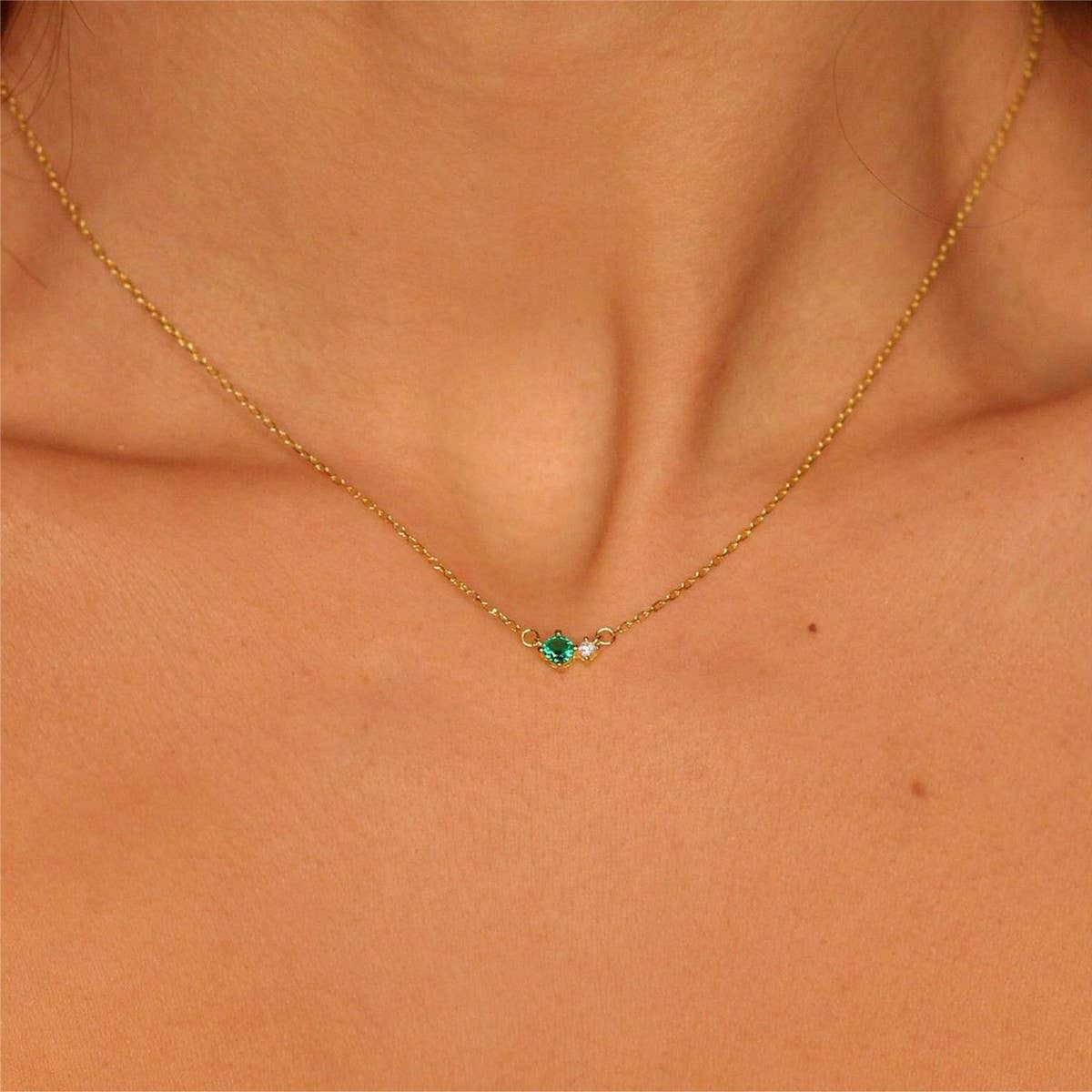 Retro Literary December Colored Zircon Necklace_CWMM5668