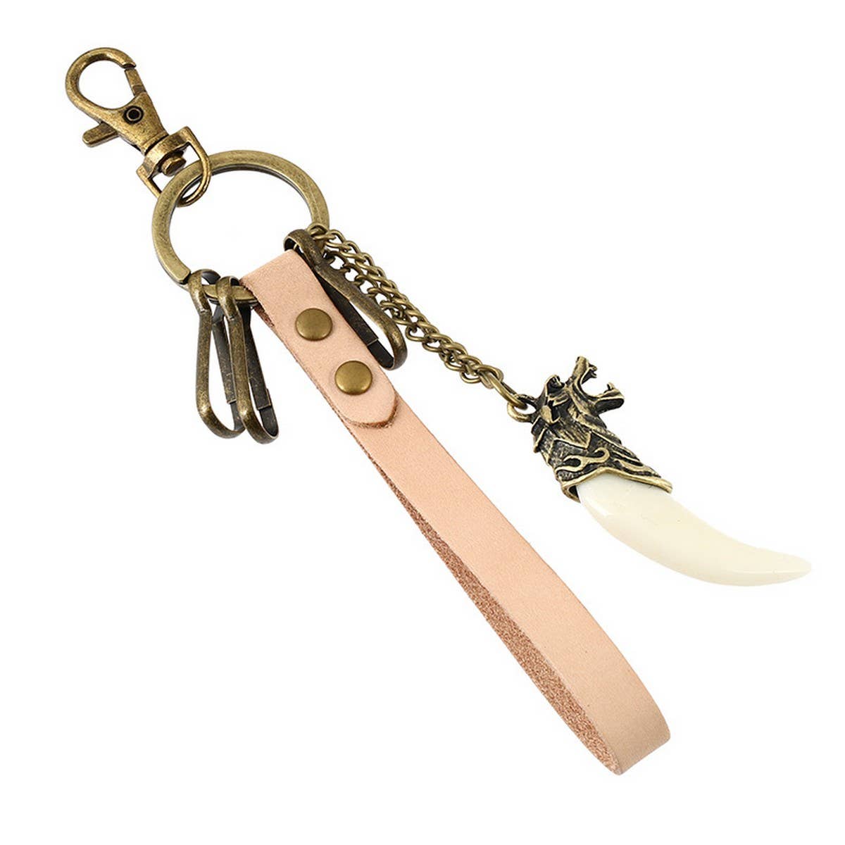 RESIN WOLF TOOTH VINTAGE COWHIDE KEYCHAIN_CWMM5028