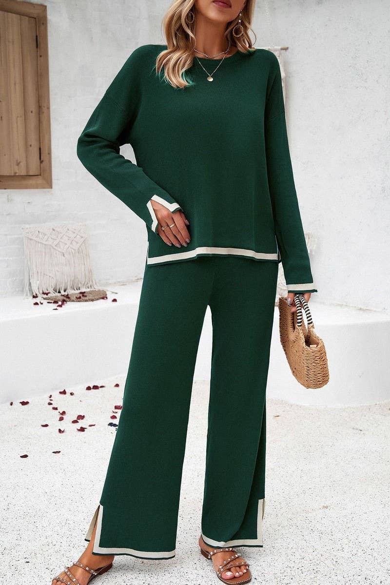 CWSTB0346_Round Neck Long Sleeve Sweater Pants Set