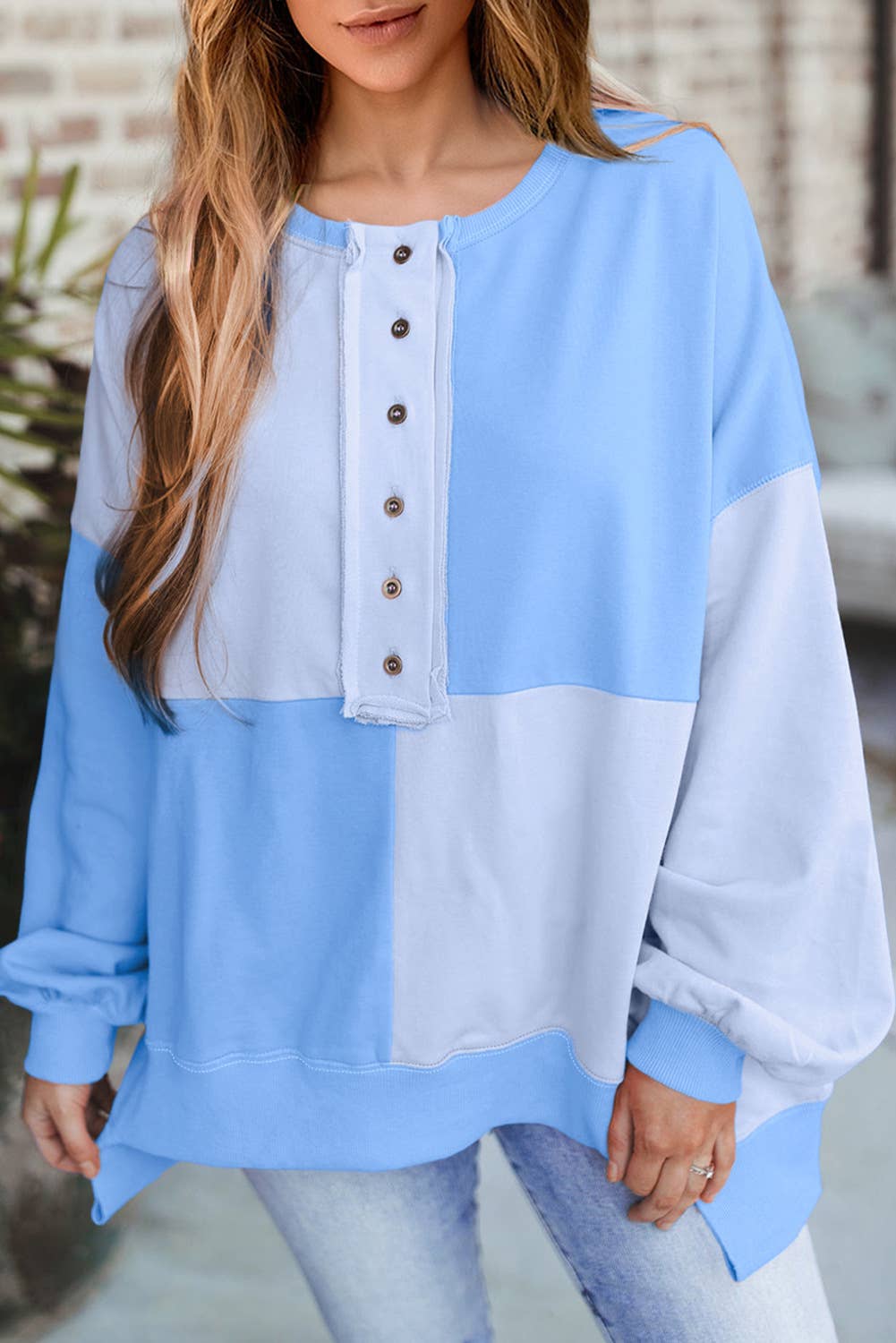 Casual multicolored velvet buttoned long hoodie