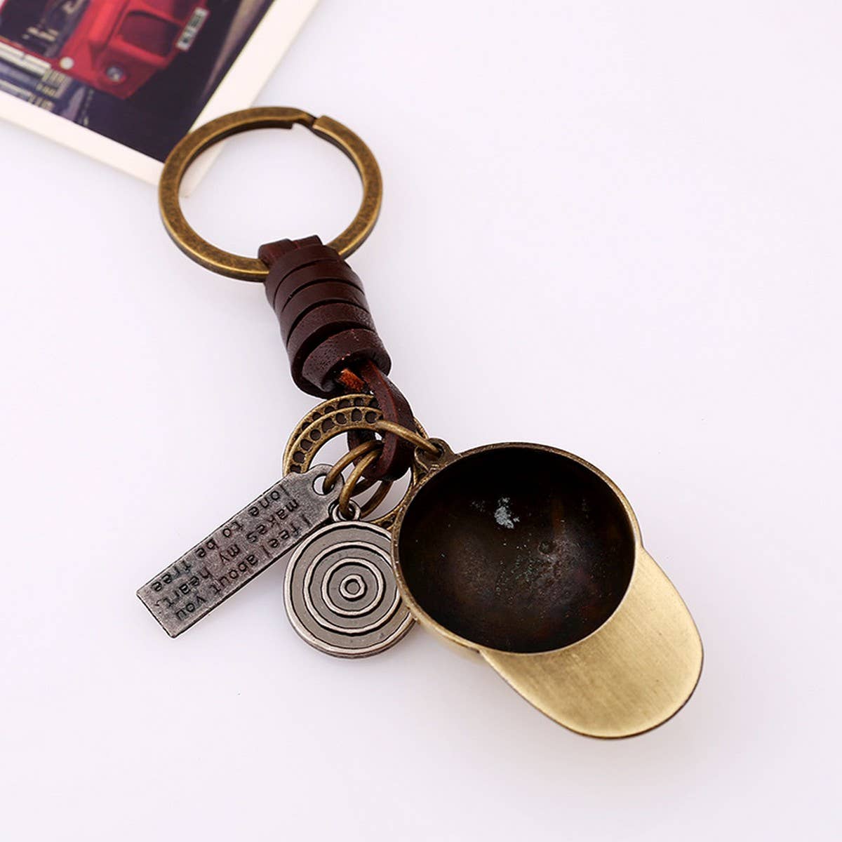 VINTAGE BASEBALL CAP COWHIDE KEYCHAIN