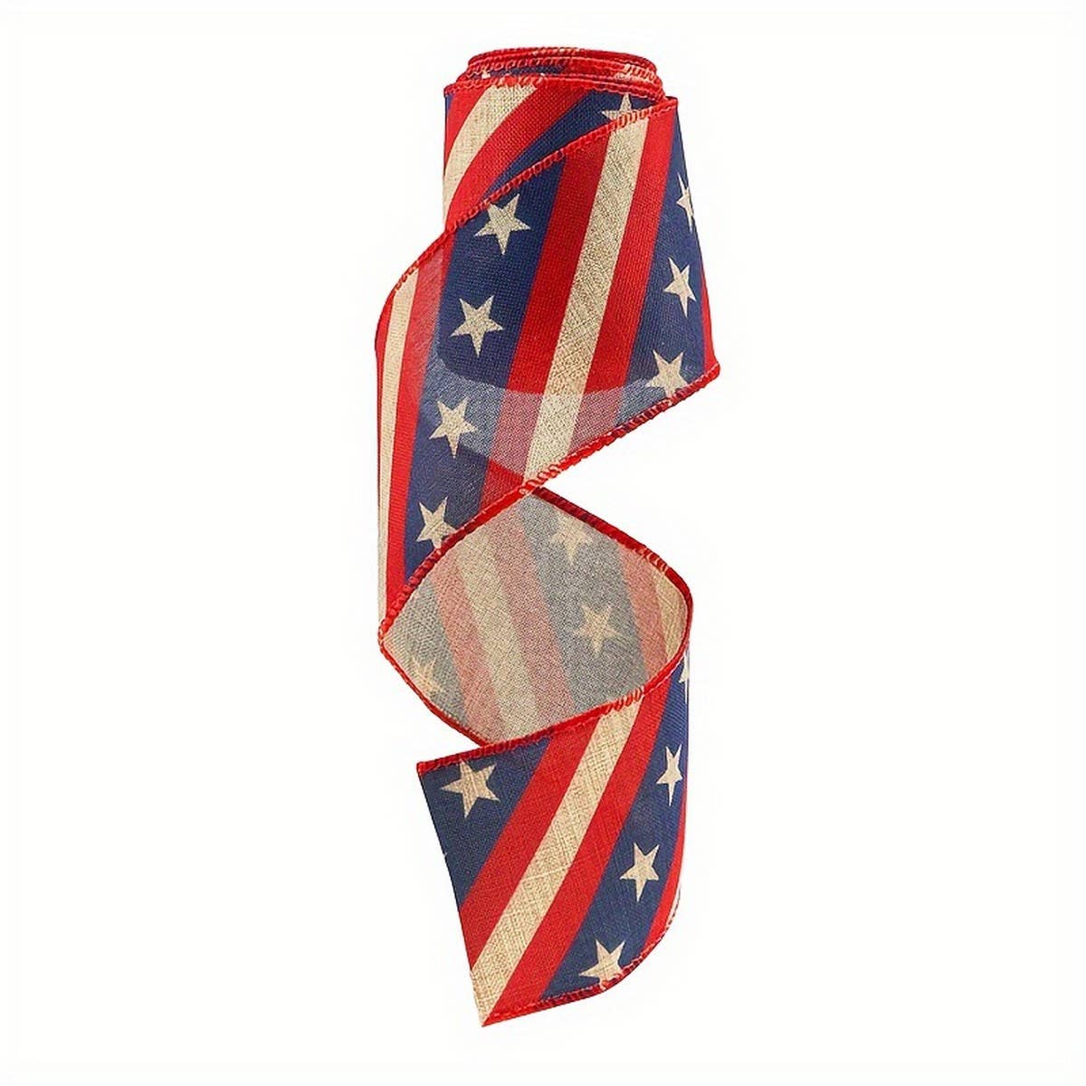 CWMM10214_4TH OF JULY RIBBON 5 YARDS USA FLAG RED WHITE BLUE