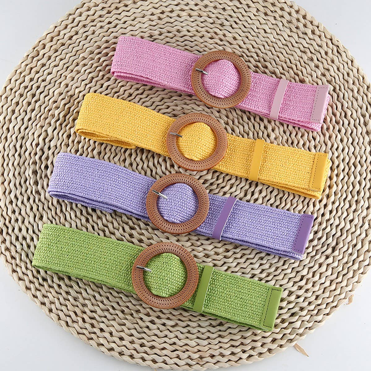 CWABE0544_VINTAGE BRAIDED ROUND BUCKLE BELTS