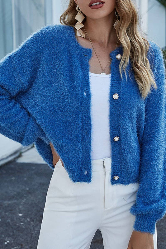 CWOCAL0780_SOLID COLOR LOOSE SHORT CARDIGAN SWEATER