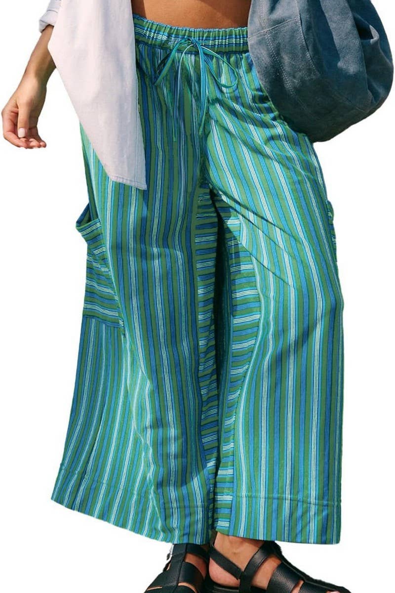 CWBLP2157_COLORFUL STRIPED DRAWSTRING STRAIGHT LEG PANTS