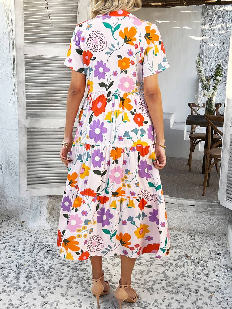 Casual Bohemian high-waiste color contrast dress