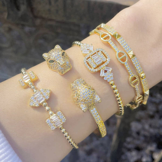 PERSONALIZED DIAMOND PLATED GOLD PLATED BRACELET_CWAJE0877