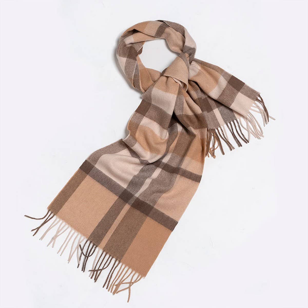 Blue Check Wool Scarf Winter Warmth Unisex Shawl_CWASC2308