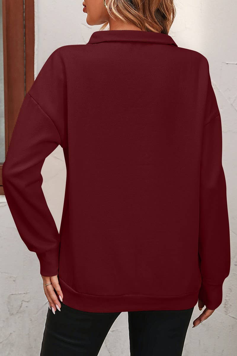 CWTBLL1833_HALF-ZIP LONG-SLEEVED PULLOVER SWEATSHIRT