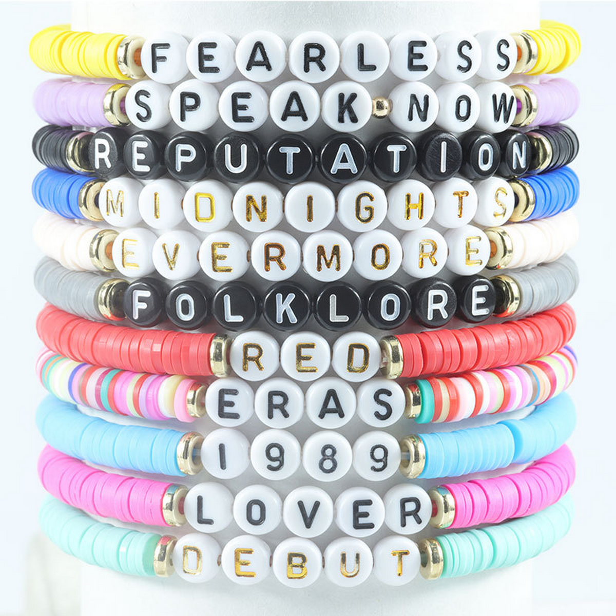 Multilayer Elastic Letter Bead Bracelets Set