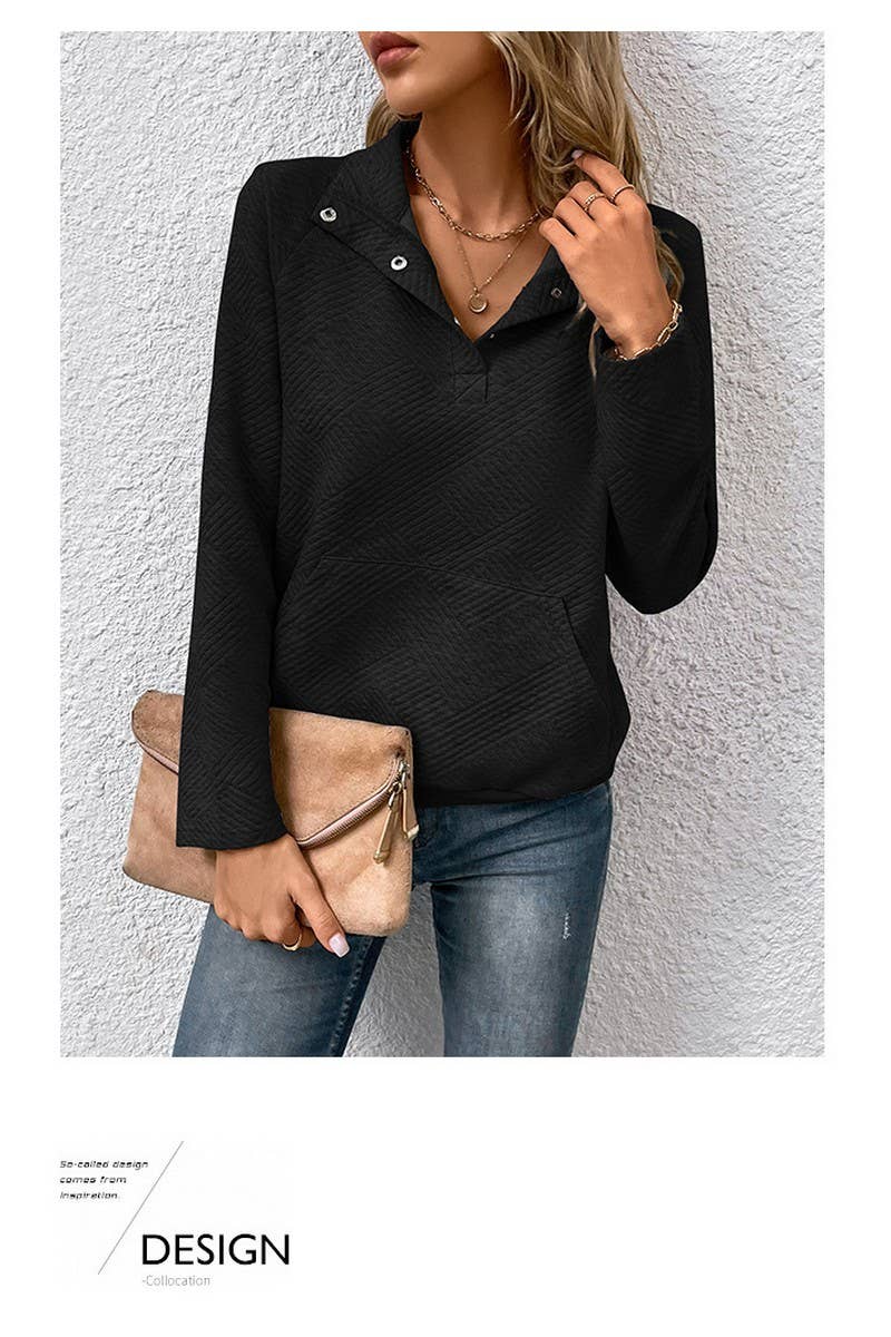 CWTBLL0972_SOLID COLOR LONG SLEEVE STAND COLLAR SWEATSHIRT