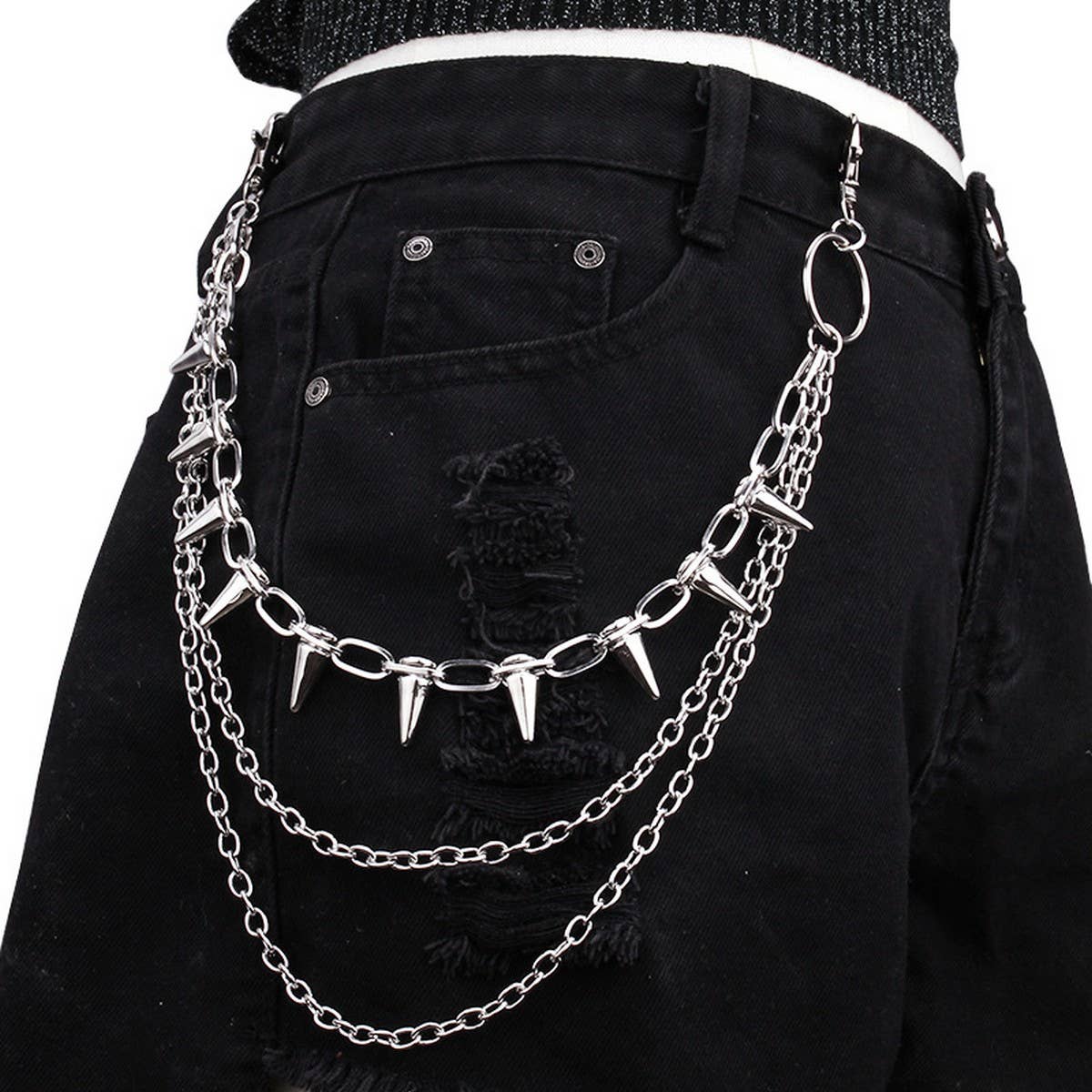 HIP HOP PUNK METAL RIVET MULTI-LAYER PANTS CHAIN