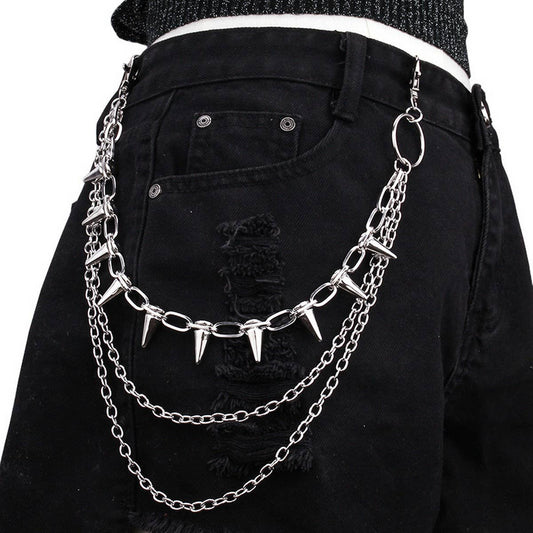 HIP HOP PUNK METAL RIVET MULTI-LAYER PANTS CHAIN