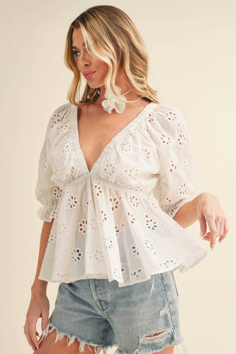 CWTBLS2331_SUMMER MINI SEXY HOLLOW LACE TOP