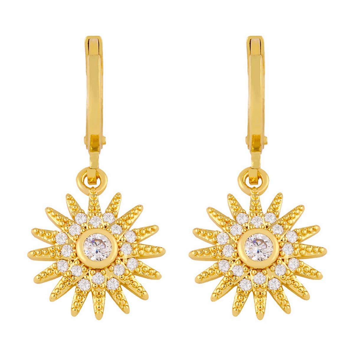 SUNFLOWER PENDANT WITH ZIRCON EARRINGS