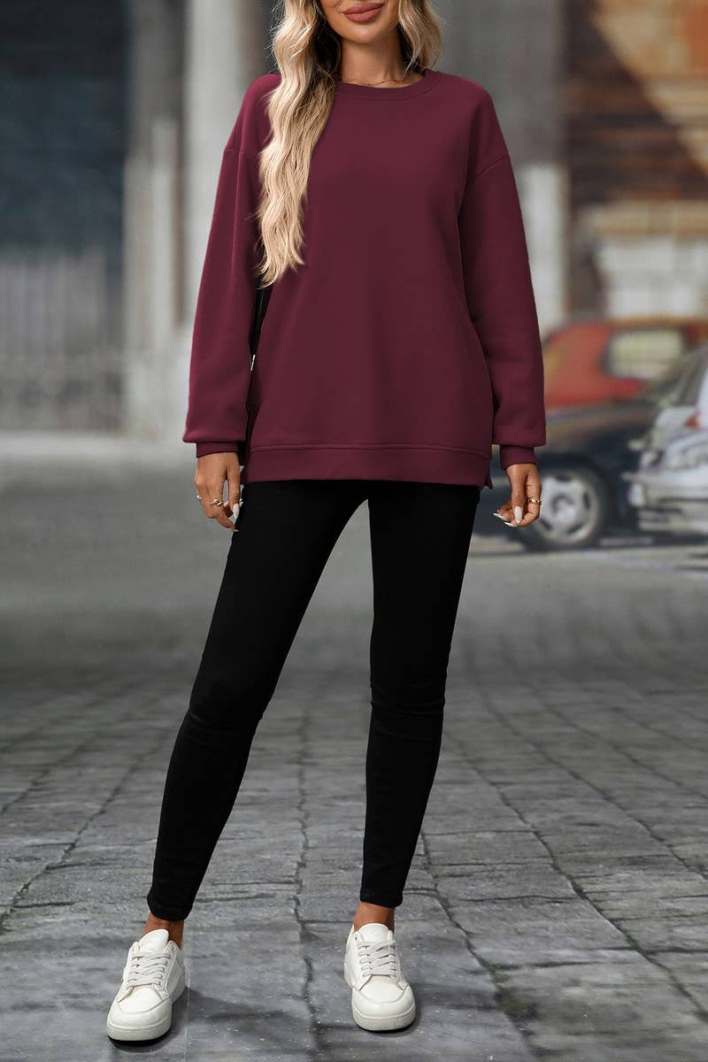 CWTBLL00831_SOLID COLOR CREWNECK PULLOVER SWEATSHIRT