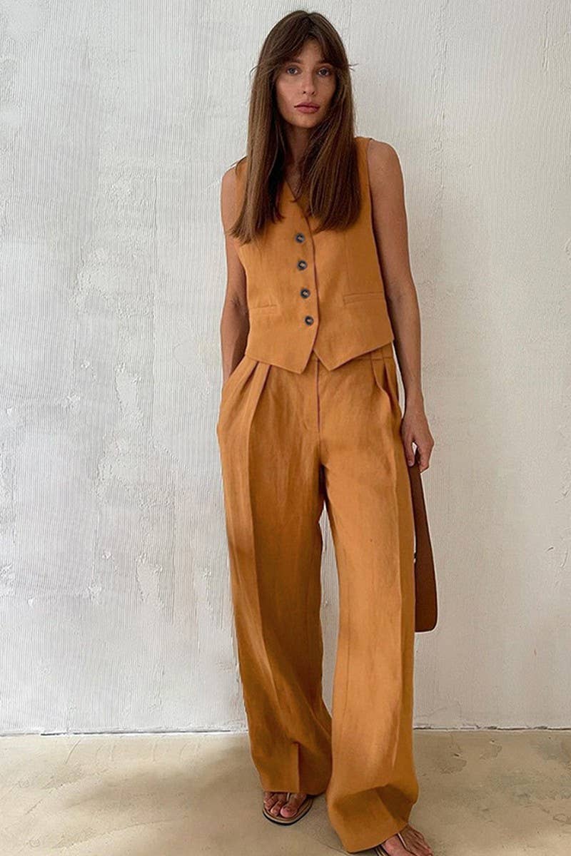 CWSTB1478_SLIM FIT VEST PLEATED TROUSERS TWO-PIECE SET