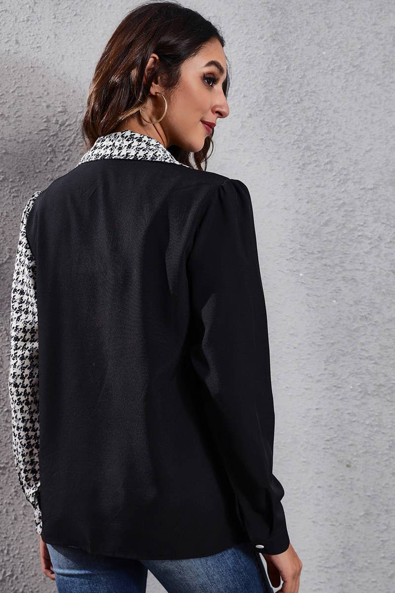 CWOCO1168_NEW PLAID PUFF SLEEVE LONG SLEEVE SHIRT