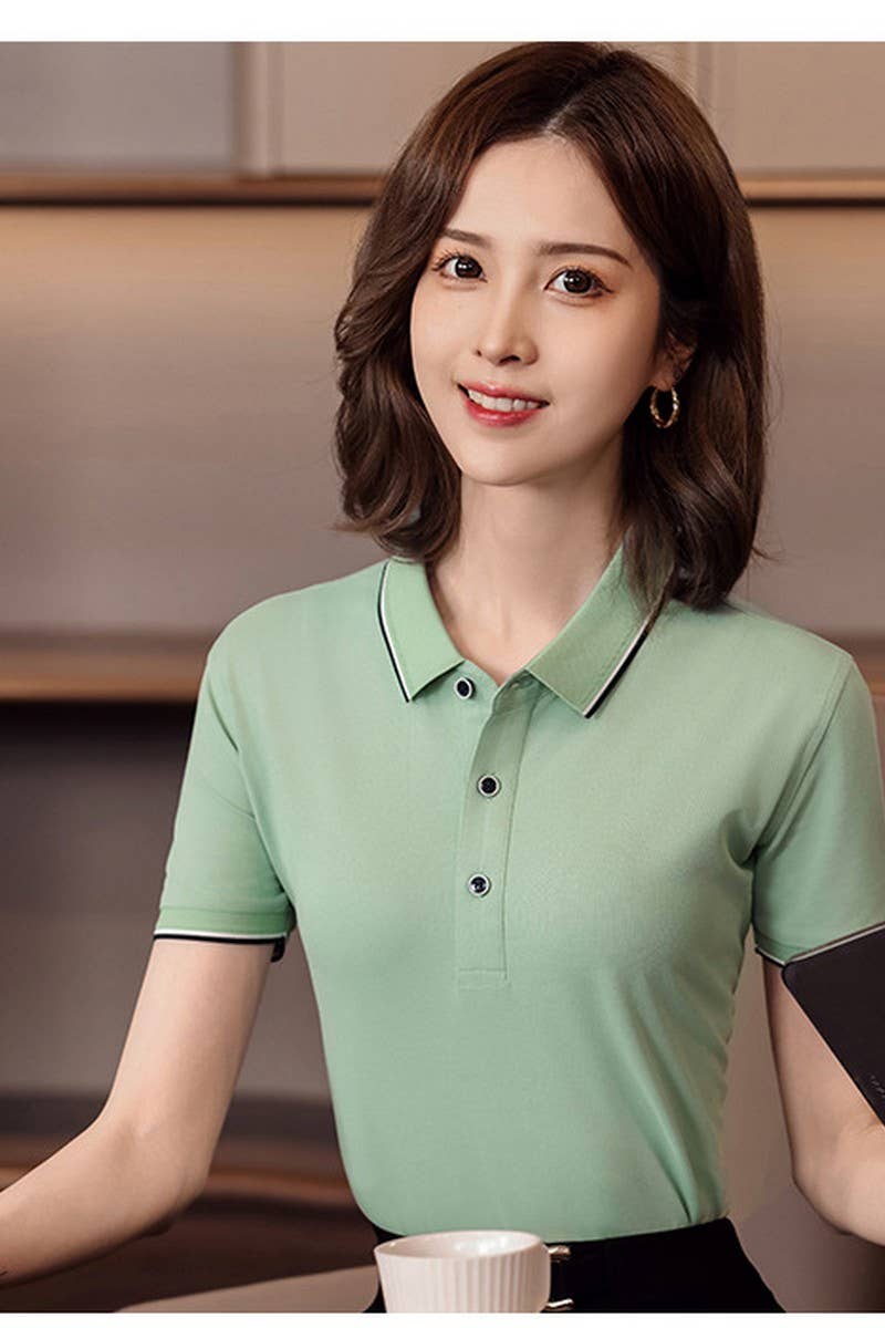 CWTBLS02458_BREATHABLE SHORT SLEEVE CASUAL TEE FOR WOMEN