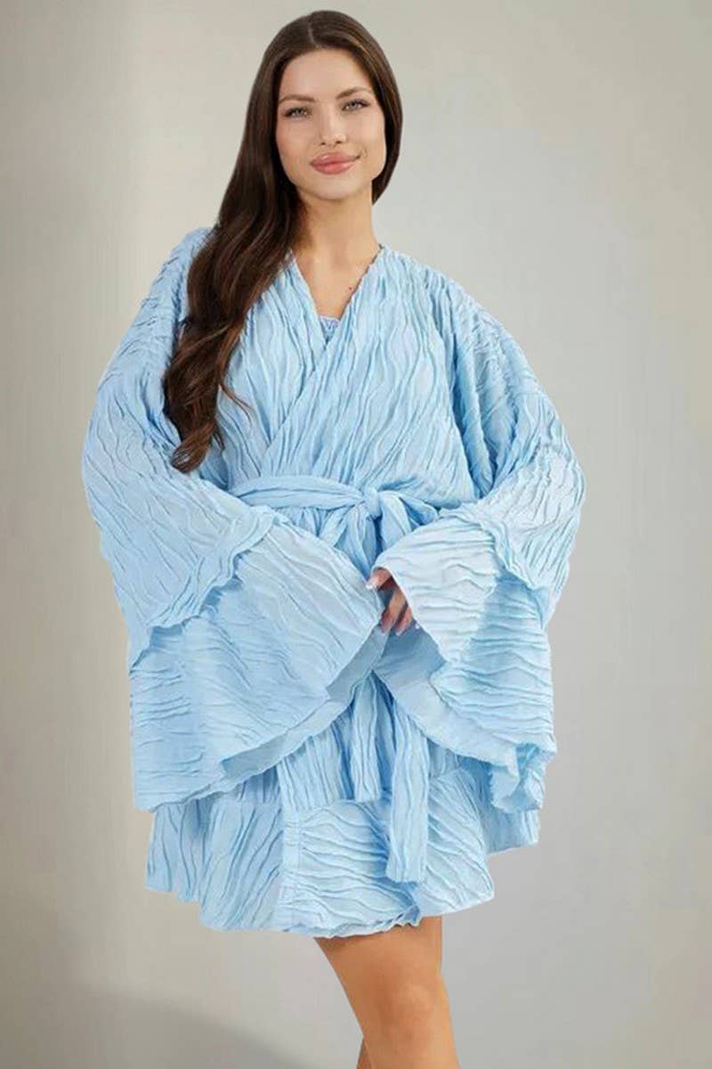 CWSPJ0295_LONG-SLEEVED RUFFLED PAJAMAS THREE-PIECE SET
