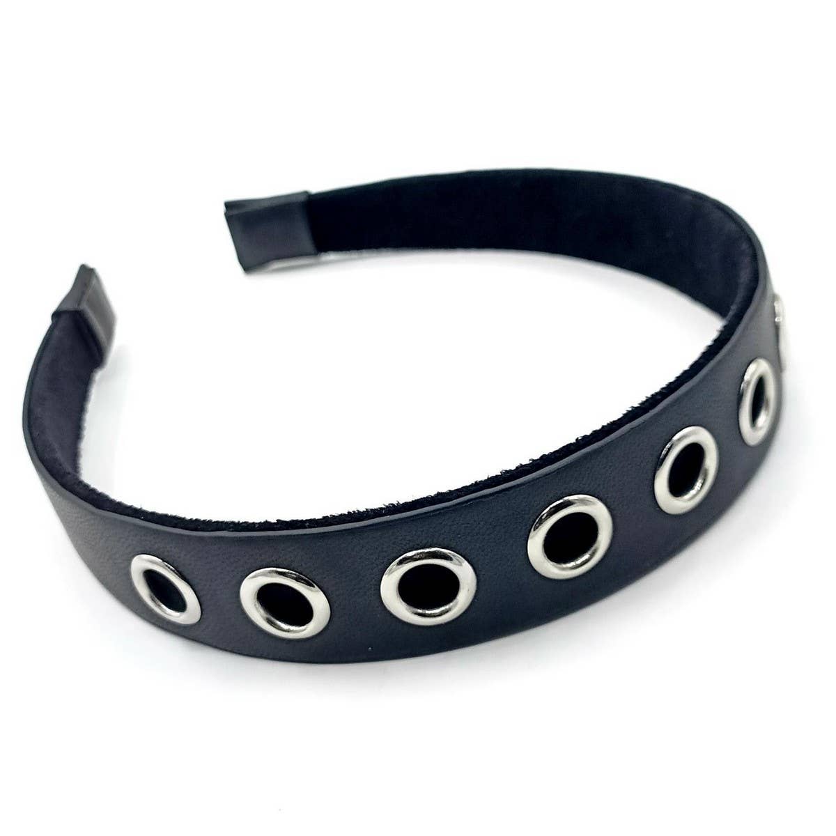 Elegant Punk Wide PU Headband with Large Studs