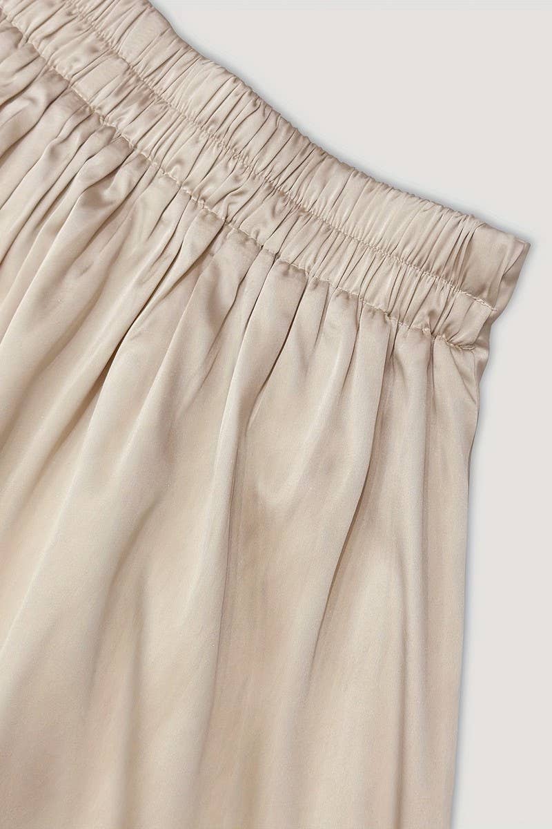 CWSTB2130_SATIN SLEEVELESS TOP & PLEATED SKIRT SET