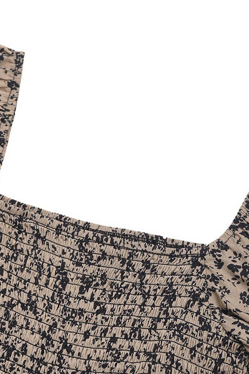 CWSJS1277_SQUARE NECK PUFF SLEEVE WIDE LEG PRINT JUMPSUIT