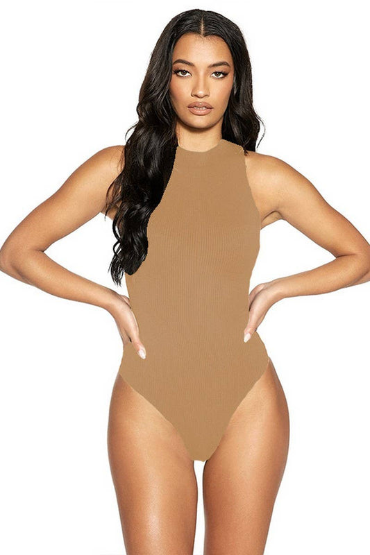 CWSJS1377_SUMMER SEXY HALF TURTLENECK SLEEVELESS BODYSUIT