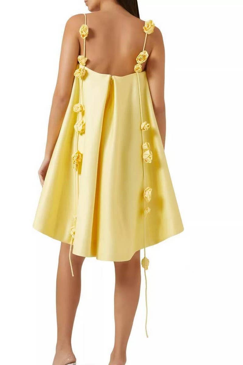 CWDHL0925_SUMMER SEXY YELLOW BACKLESS MINI SKIRT